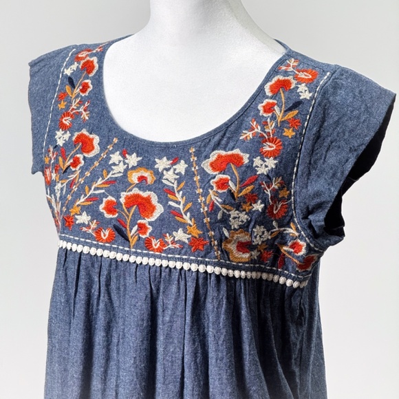 THML Florence Embroidered Yoke Shift Dress – Size M – 🌼🧺🌿🌻🌺🍂 - Picture 2 of 13